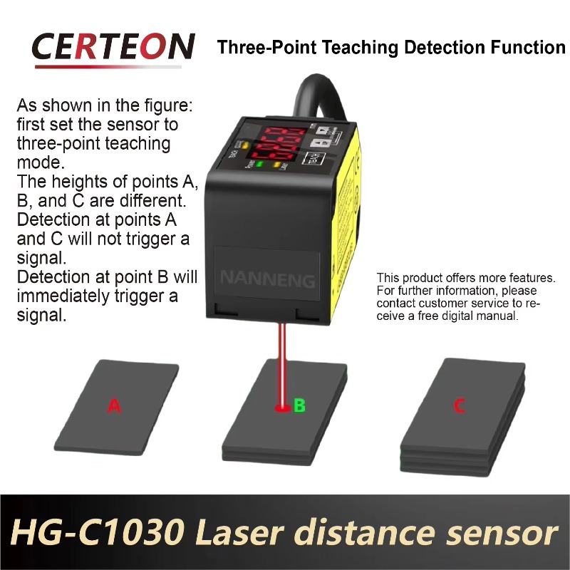 Industrial Laser Displacement Sensor - HG-C1030 Sensor Jarak Laser, Pengukuran Perpindahan,