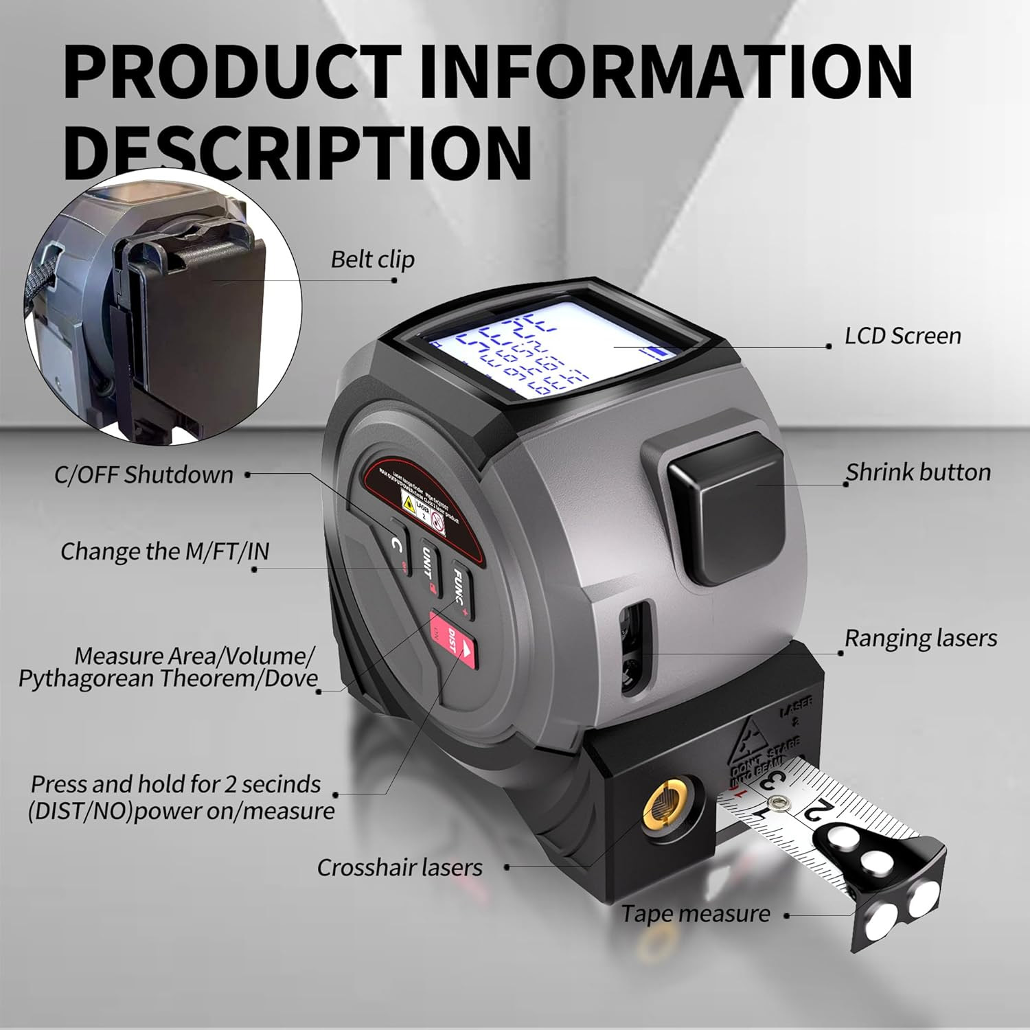 1 buah Pita Ukur Laser, Alat P - Industrial Laser Tape Measure ulasan dan harga